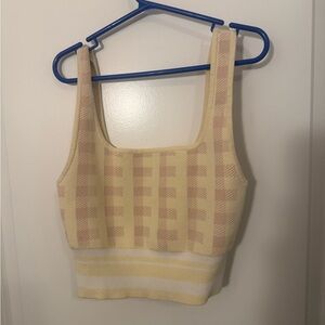 Babaton sculpt knit lemongrass & pink plaid colour